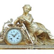 Bronzen Franse pendule, vuurverguld - 19e eeuw - NL-Antiques
