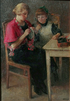 Exclusief groot schilderijMoeder en dochter, Van Deventer