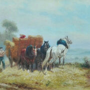 Hooibouw met paard en wagen