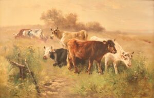 Zomerlandschap met grazende koeien | Hendrik (Herry) Schouten | 1864 - 1927 | s0128_1