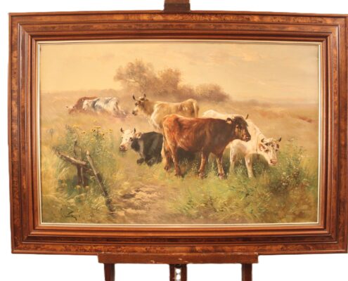 Zomerlandschap met grazende koeien | Hendrik (Herry) Schouten | 1864 - 1927 | s0128_2