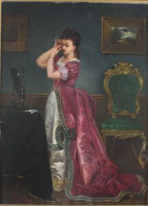 Schilderij |Freule maakt avondtoilet | Frans Jan Simons | 1855-1919 | De Baanhoeve | NL Antiques