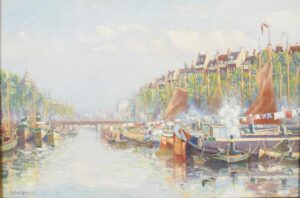 Leuvehaven Rotterdam begin 20e eeuw | Victor Gilsoul | 1867-1939 | NL Antiques | De Baanhoeve
