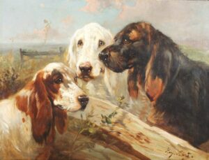 Portret van drie hondenkoppen | Hendrik (Henry) Schouten | 1857-1927 | De Baanhoeve | NL Antiques